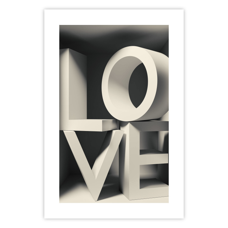 Poster Love in Grays - white texts with imitation of 3D effect on a light background 135505 additionalImage 5