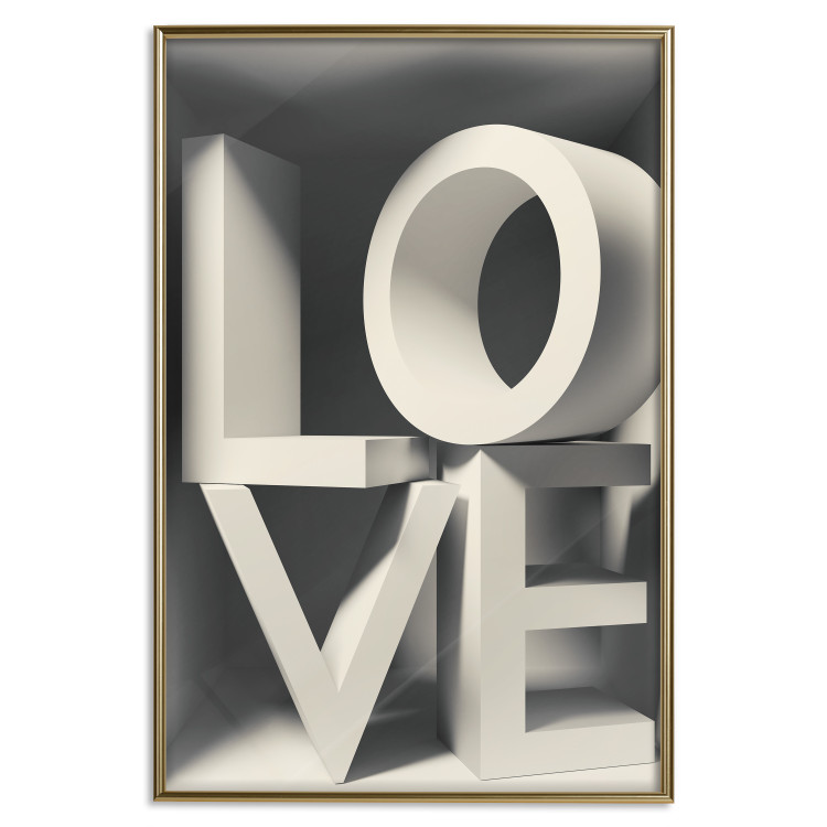 Poster Love in Grays - white texts with imitation of 3D effect on a light background 135505 additionalImage 3