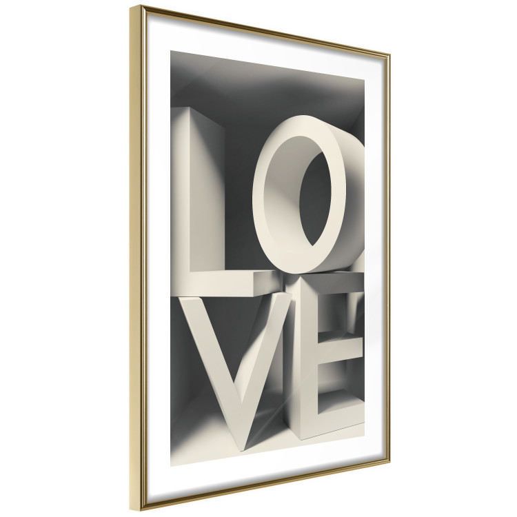 Poster Love in Grays - white texts with imitation of 3D effect on a light background 135505 additionalImage 19