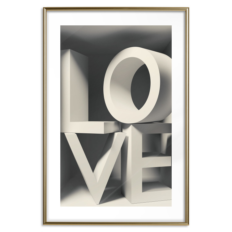 Poster Love in Grays - white texts with imitation of 3D effect on a light background 135505 additionalImage 27