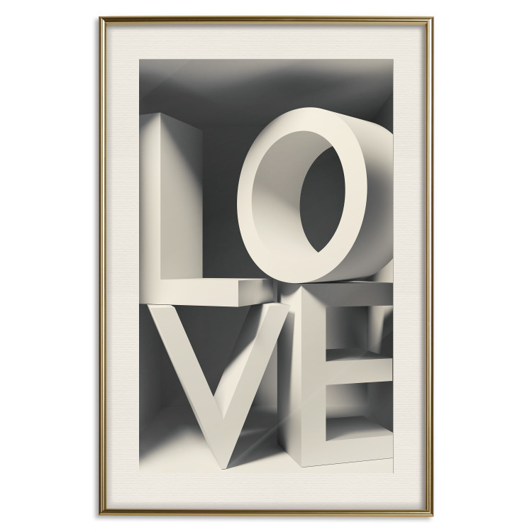 Poster Love in Grays - white texts with imitation of 3D effect on a light background 135505 additionalImage 25