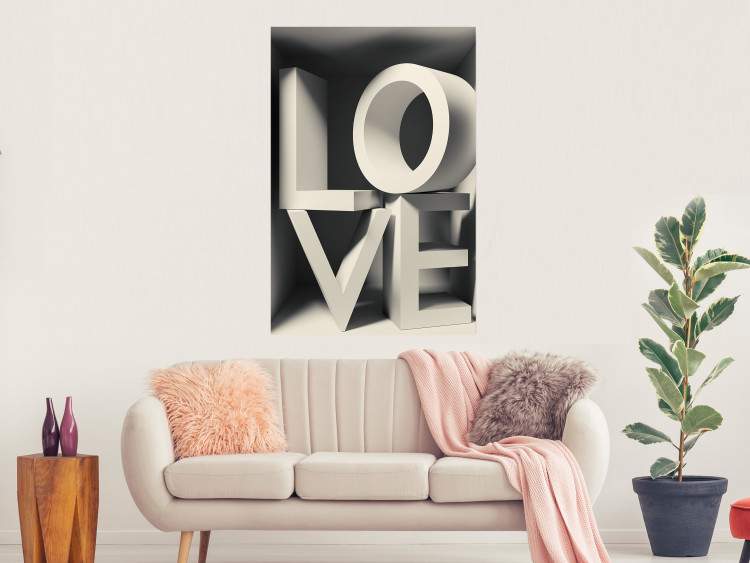 Poster Love in Grays - white texts with imitation of 3D effect on a light background 135505 additionalImage 15