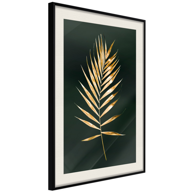 Wall Poster Graceful Leaf - golden plant composition on a dark green background 135605 additionalImage 6