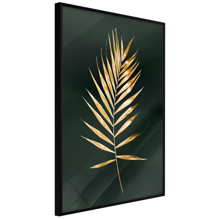 Wall Poster Graceful Leaf - golden plant composition on a dark green background 135605 additionalImage 11