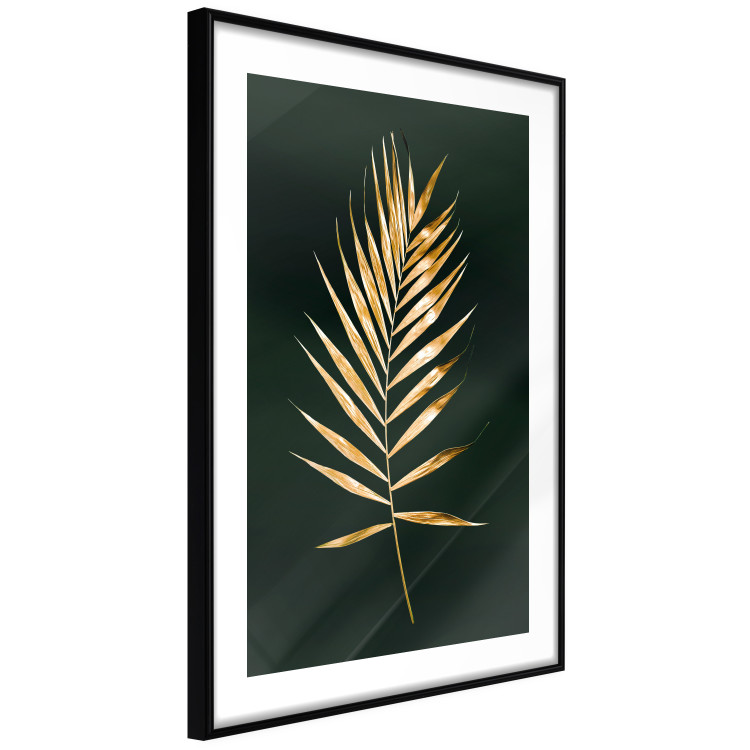 Wall Poster Graceful Leaf - golden plant composition on a dark green background 135605 additionalImage 7