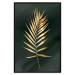 Wall Poster Graceful Leaf - golden plant composition on a dark green background 135605 additionalThumb 19