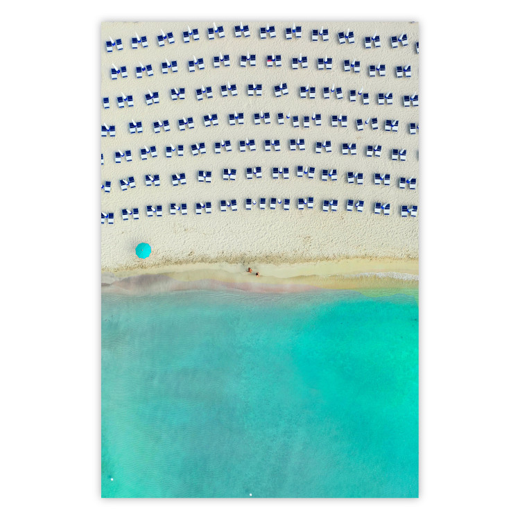 Wall Poster Salento - bird's eye view of the sea and beach loungers on a sandy beach 135905