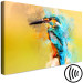 Canvas Print Observer (1-piece) Wide - multicolored bird on a yellow background 137005 additionalThumb 6