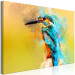 Canvas Print Observer (1-piece) Wide - multicolored bird on a yellow background 137005 additionalThumb 2