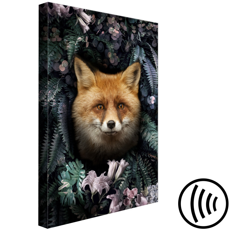 Canvas Fox in Flowers (1-piece) Vertical - forest animal amidst leaves 138605 additionalImage 6