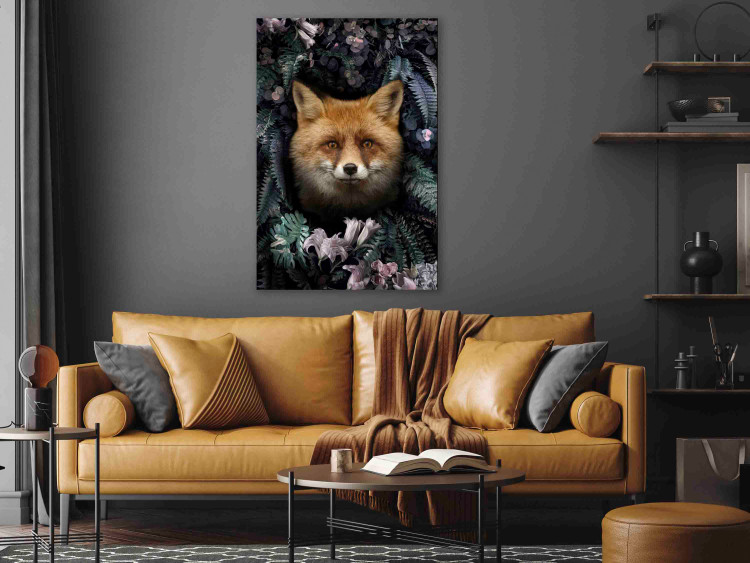 Canvas Fox in Flowers (1-piece) Vertical - forest animal amidst leaves 138605 additionalImage 3