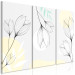 Canvas Print Fancy Crocuses (3-piece) - flowers and leaves on a gray-yellow background 138805 additionalThumb 2