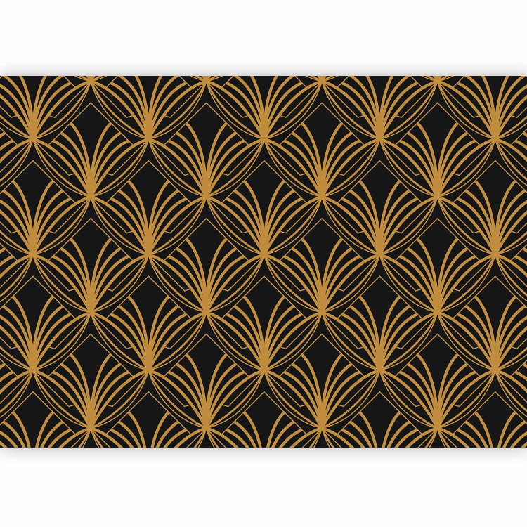 Photo Wallpaper Art deco time - regular abstraction with gold patterns on black background 143205 additionalImage 1