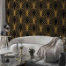 Photo Wallpaper Art deco time - regular abstraction with gold patterns on black background 143205