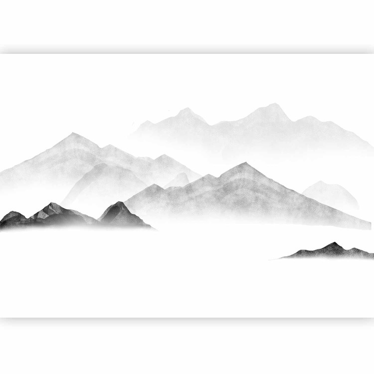 Photo Wallpaper Mountains in the mist - watercolour landscape with mountain peaks in grey 144705 additionalImage 1