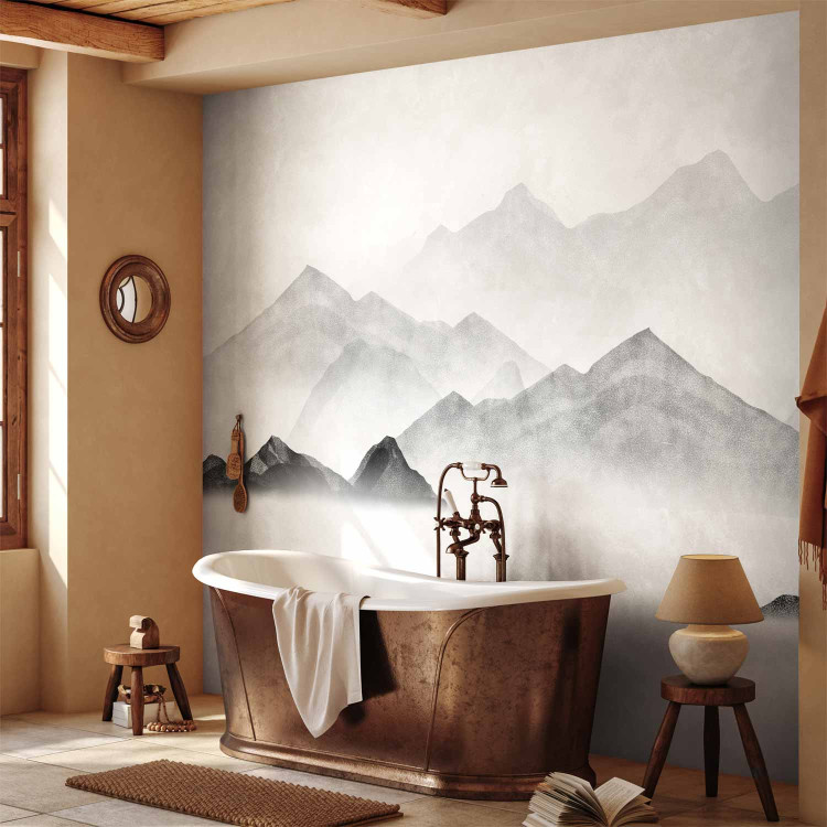 Photo Wallpaper Mountains in the mist - watercolour landscape with mountain peaks in grey 144705 additionalImage 8