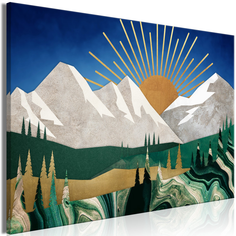 Canvas Awakening - Artwork With Sunrise Against the Backdrop of High Mountains 145505 additionalImage 2