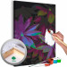 Paint by Number Kit Tropical Charm - Pointed Leaves in Green, Purple and Burgundy Colors 146205