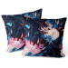 Decorative Velor Pillow Magical meadow - flowers and butterfly composition on dark background 147205 additionalThumb 3