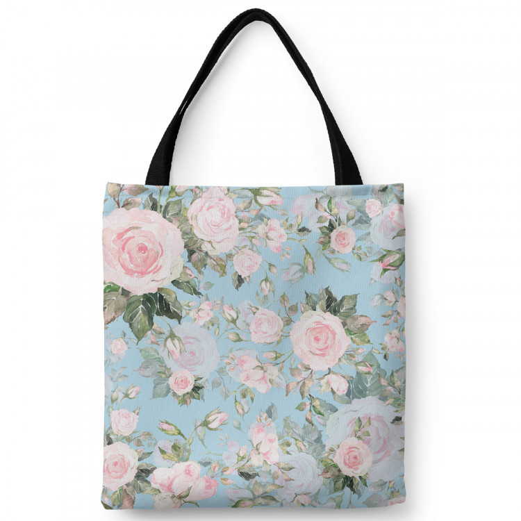 Shopping Bag Elusive painting - roses in cottagecore style on blue background 147605