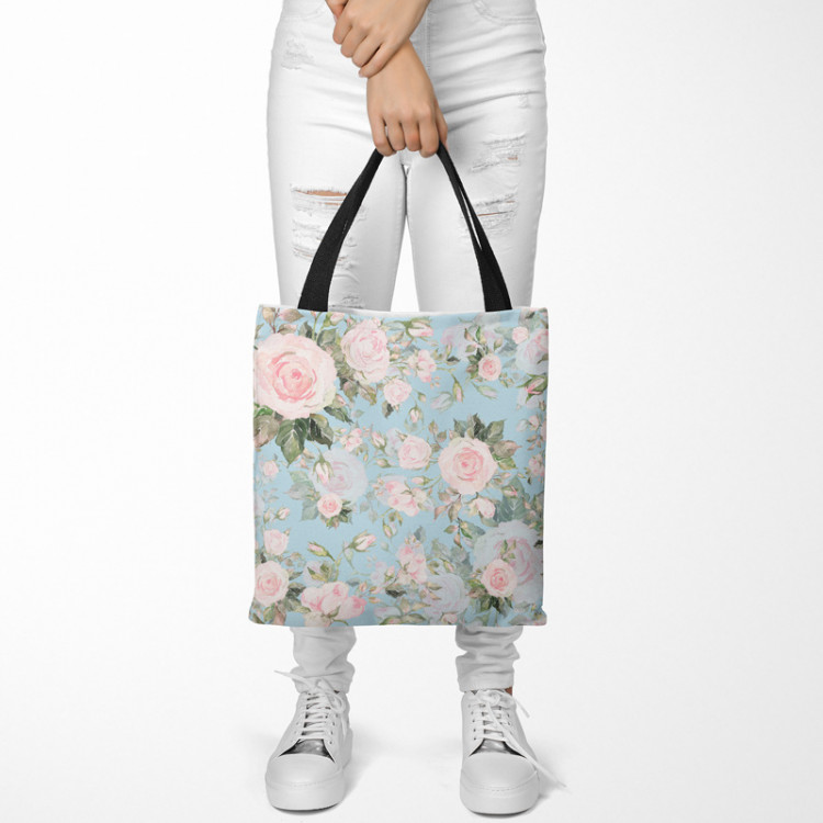 Shopping Bag Elusive painting - roses in cottagecore style on blue background 147605 additionalImage 2