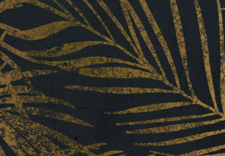 Round Canvas Golden Palm Tree - Plant Leaves on a Dark Background Variant 3 148705 additionalImage 2