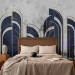 Photo Wallpaper Navy Blue Elegance - Dark Forms and Golden Arches on Concrete 148805 additionalThumb 2