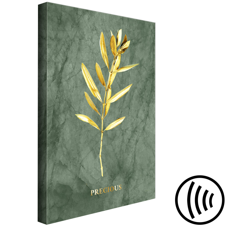 Canvas Art Print Olive Branch (1-piece) - plant landscape and text on a marble background 148905 additionalImage 6