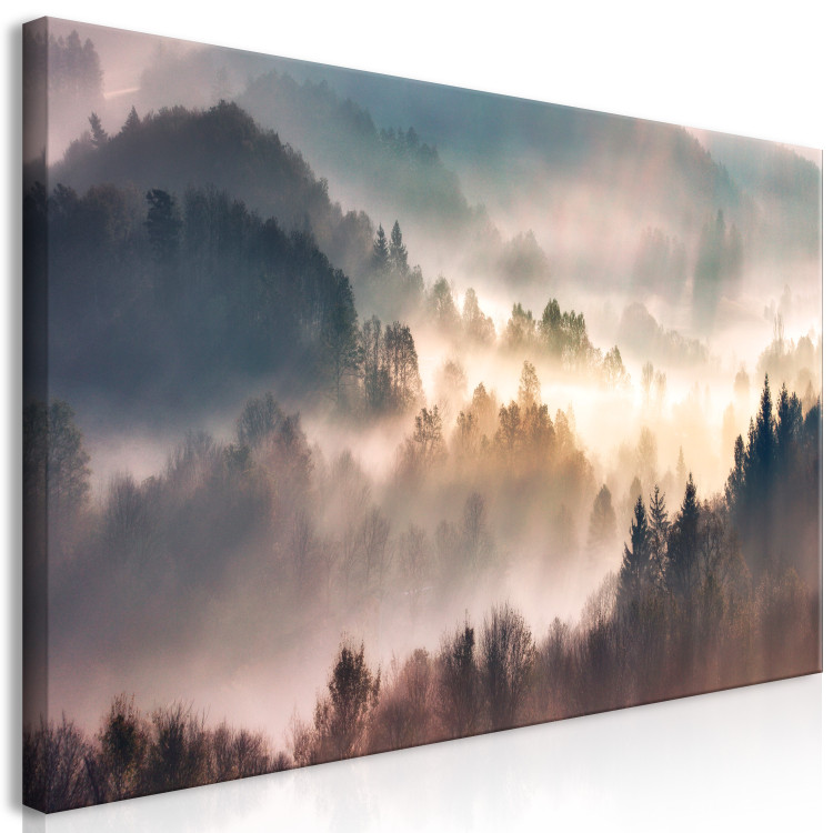 Canvas Art Print Forest in the Fog - Mountainous Landscape With Trees at Sunrise 149805 additionalImage 2