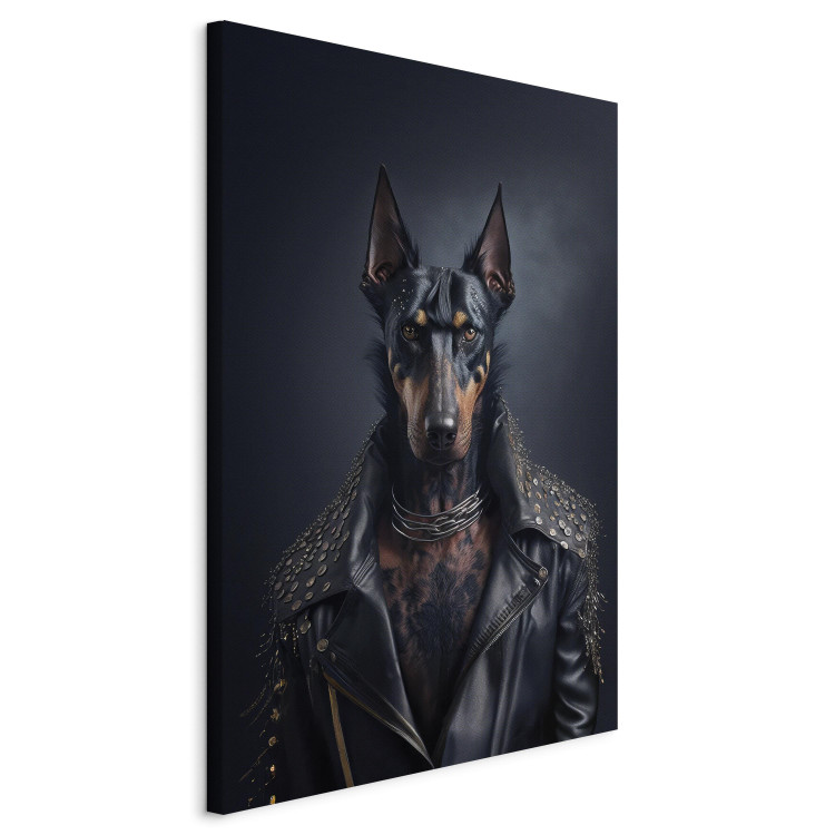Canvas Print AI Doberman Dog - Rock Style Animal Fantasy Portrait - Vertical 150105 additionalImage 2