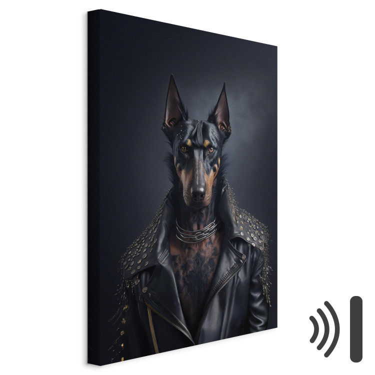Canvas Print AI Doberman Dog - Rock Style Animal Fantasy Portrait - Vertical 150105 additionalImage 8