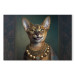 Canvas Art Print AI Abyssinian Cat - Animal Fantasy Portrait With Golden Necklace - Horizontal 150205