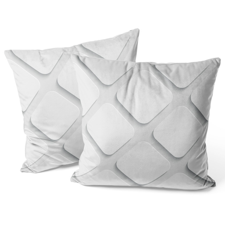 Decorative Velor Pillow Rounded Squares - Minimalist Geometric Composition 151305 additionalImage 2