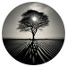 Round wallpaper Black and White Tree - Monochrome Landscape With Sunset 151605 additionalThumb 1