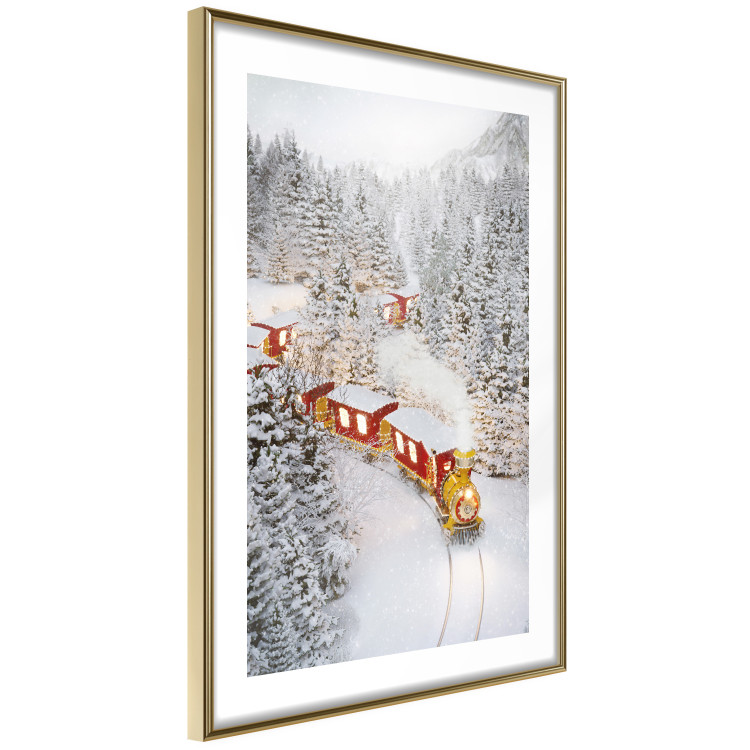 Wall Poster Christmas Train - A Red Train Going Through a Snow-Covered Forest 151705 additionalImage 10