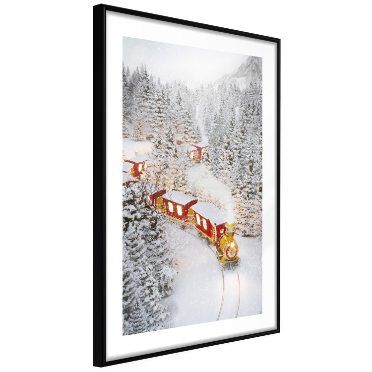 Wall Poster Christmas Train - A Red Train Going Through a Snow-Covered Forest 151705 additionalImage 8