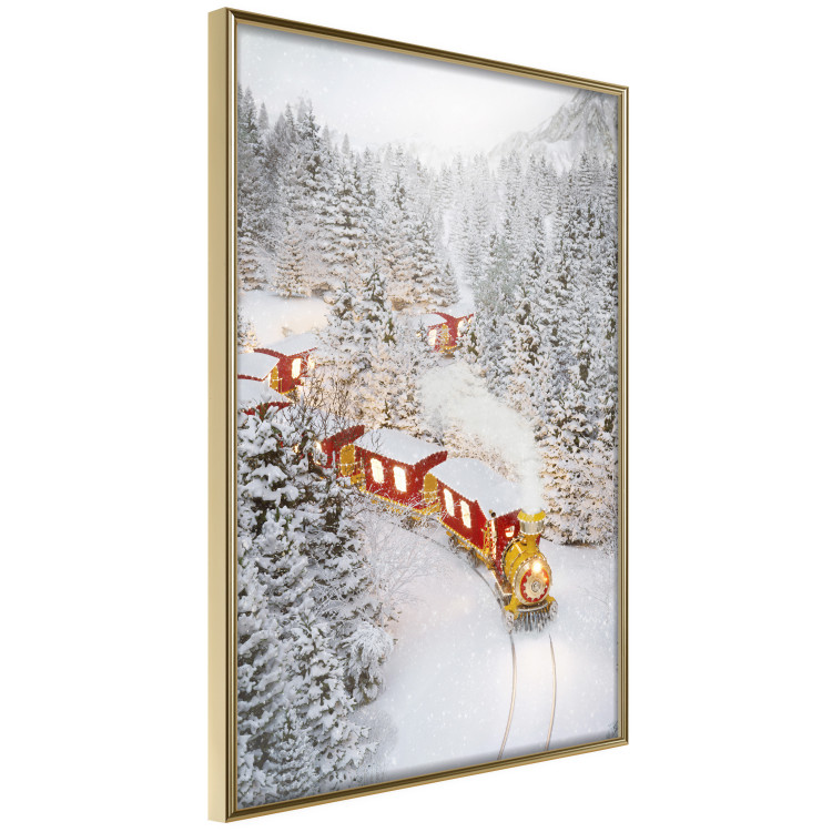 Wall Poster Christmas Train - A Red Train Going Through a Snow-Covered Forest 151705 additionalImage 5