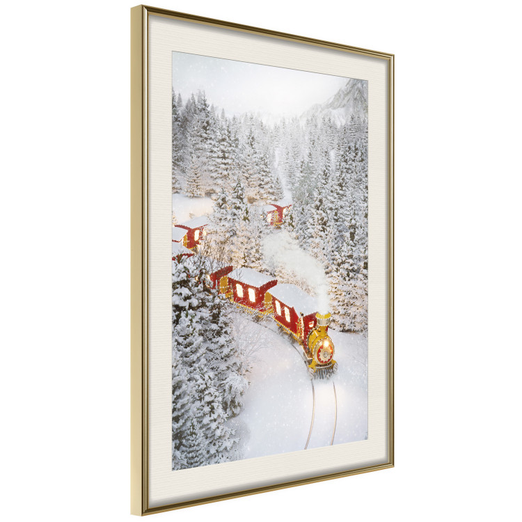 Wall Poster Christmas Train - A Red Train Going Through a Snow-Covered Forest 151705 additionalImage 7