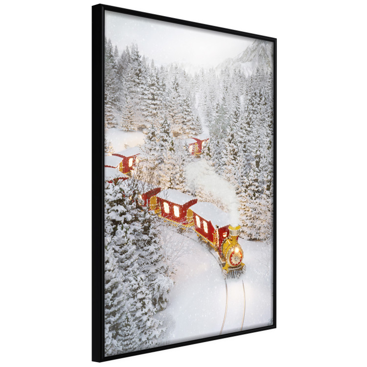 Wall Poster Christmas Train - A Red Train Going Through a Snow-Covered Forest 151705 additionalImage 9