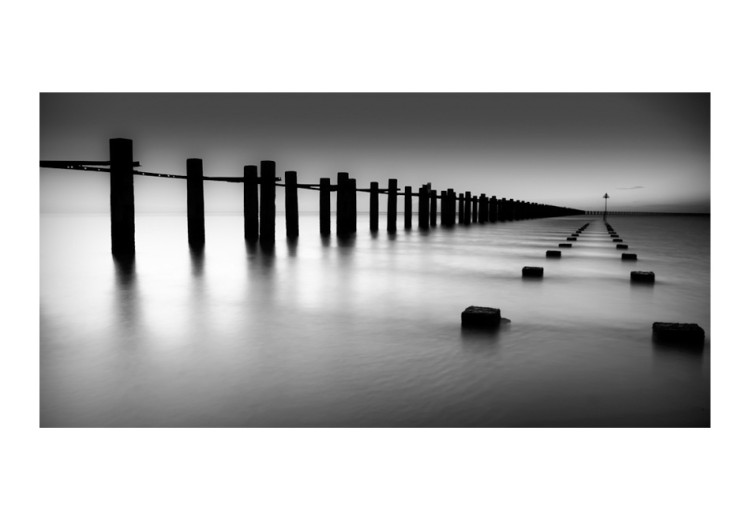 Wall Mural Melancholia - Black and white landscape of the mouth of the River Thames with a breakwater 61705 additionalImage 1