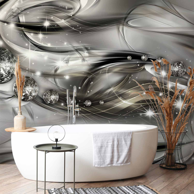 Wall Mural Starry Path - composition of abstract waves with diamonds and shimmer 62105 additionalImage 8