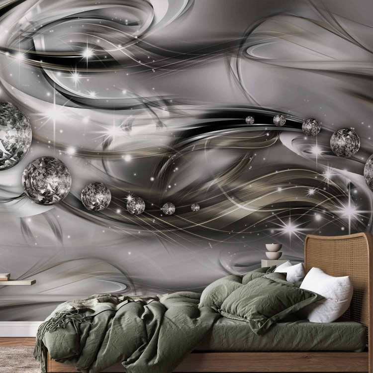 Wall Mural Starry Path - composition of abstract waves with diamonds and shimmer 62105 additionalImage 2
