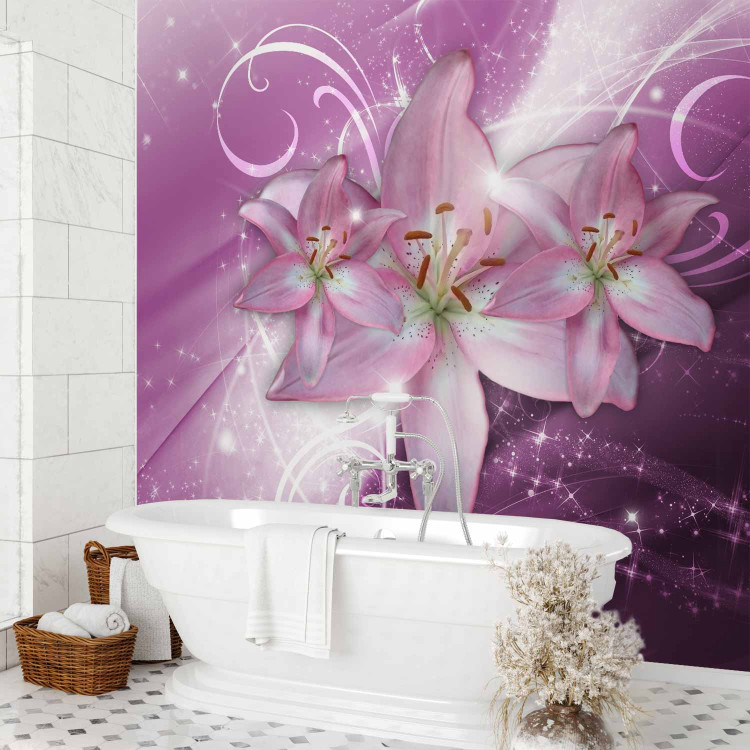 Photo Wallpaper Purple comet - lily flowers on a fancy background with a glow effect 92905 additionalImage 8
