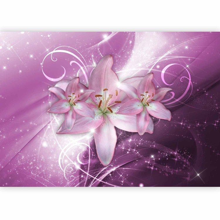 Photo Wallpaper Purple comet - lily flowers on a fancy background with a glow effect 92905 additionalImage 1