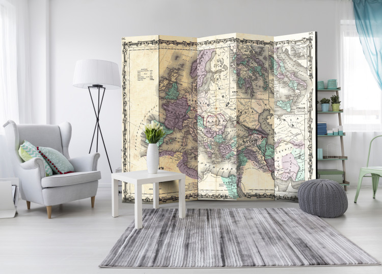 Room Separator Johnson's Roman Empire - continent map with retro-style captions 95505 additionalImage 2