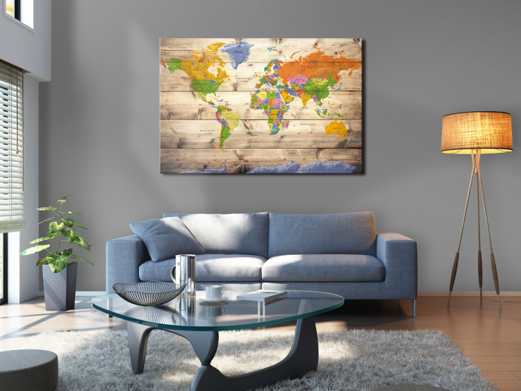 Decorative Pinboard Map on wood: Colourful Travels [Cork Map] 97605 additionalImage 3