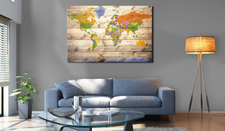 Decorative Pinboard Map on wood: Colourful Travels [Cork Map] 97605 additionalImage 2