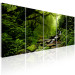 Canvas Print Forest Waterfall (5-piece) - Picturesque Landscape Amidst Green Trees 98605 additionalThumb 2