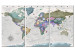 Canvas Print Journey into the Unknown (3-part) - Colorful World Map on Grey Background 107315