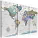 Canvas Print Journey into the Unknown (3-part) - Colorful World Map on Grey Background 107315 additionalThumb 2